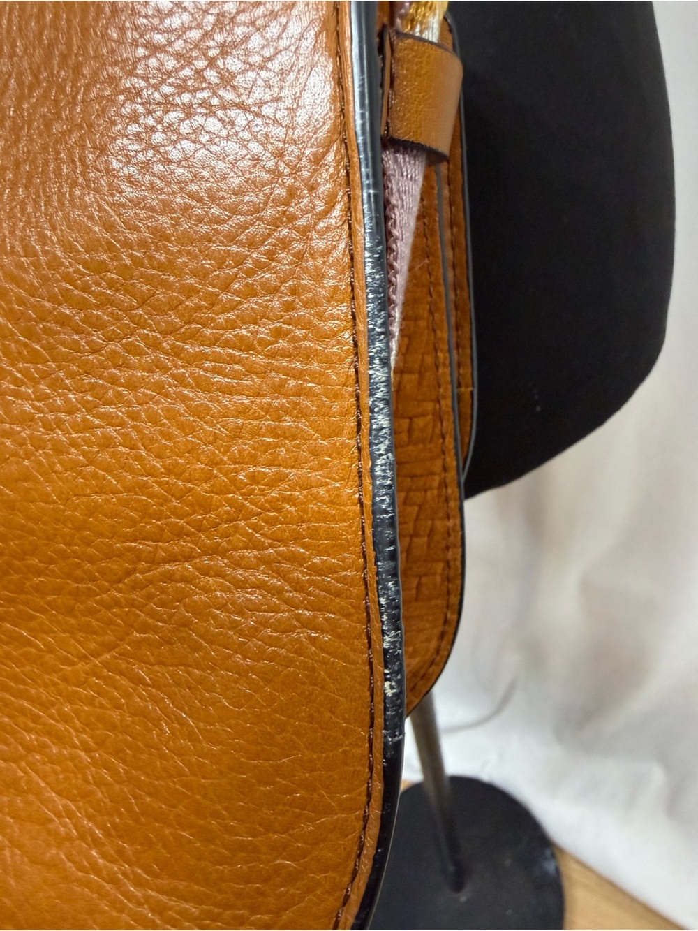 Fossil Leather Crossbody Saddle Bag Tan Woven Flap Adjustable Guitar Strap - Picture 11 of 14